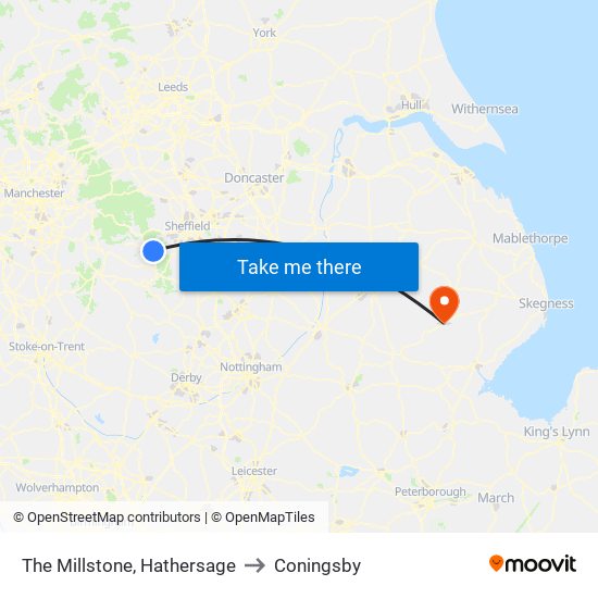 The Millstone, Hathersage to Coningsby map