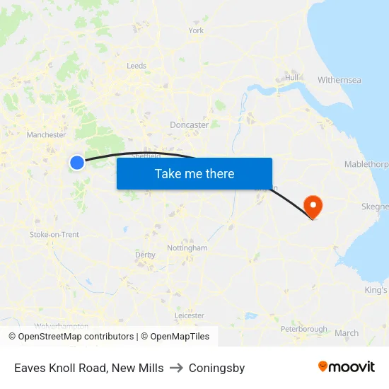 Eaves Knoll Road, New Mills to Coningsby map