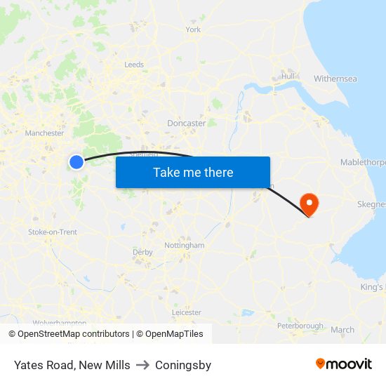 Yates Road, New Mills to Coningsby map