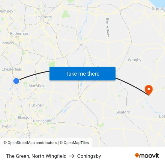 The Green, North Wingfield to Coningsby map