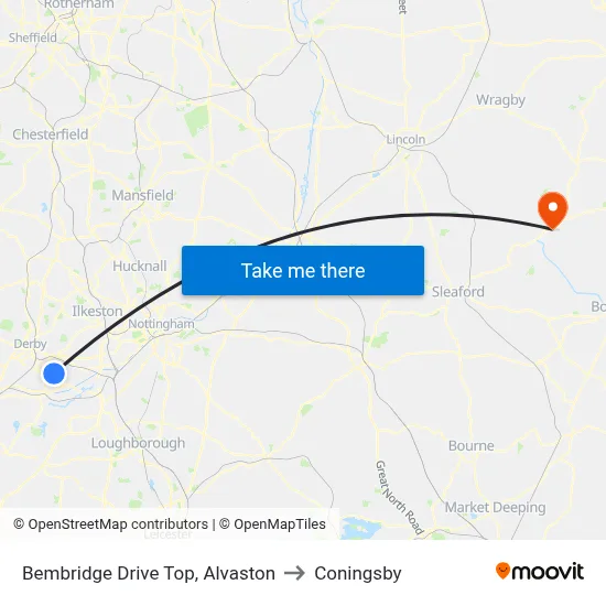 Bembridge Drive Top, Alvaston to Coningsby map