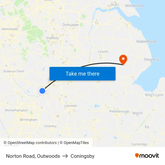 Norton Road, Outwoods to Coningsby map