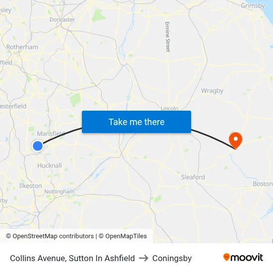 Collins Avenue, Sutton In Ashfield to Coningsby map