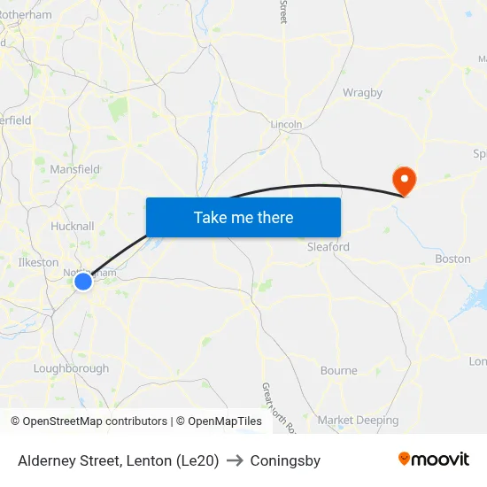 Alderney Street, Lenton (Le20) to Coningsby map