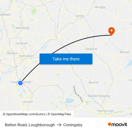 Belton Road, Loughborough to Coningsby map