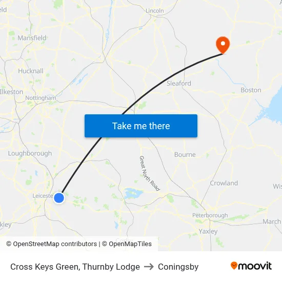 Cross Keys Green, Thurnby Lodge to Coningsby map