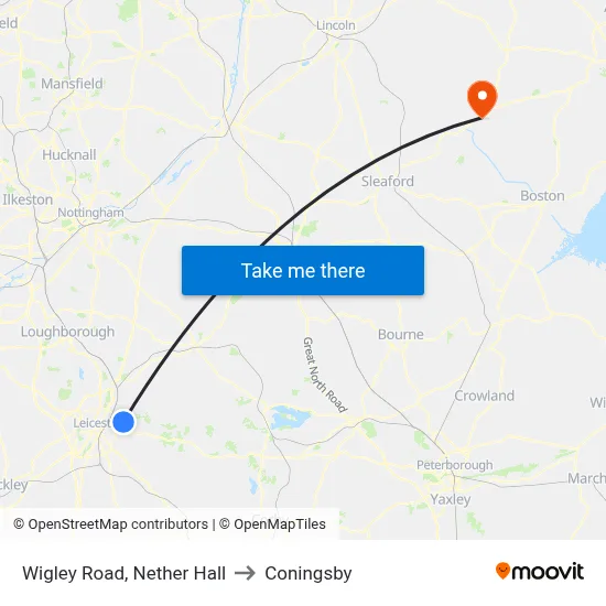 Wigley Road, Nether Hall to Coningsby map