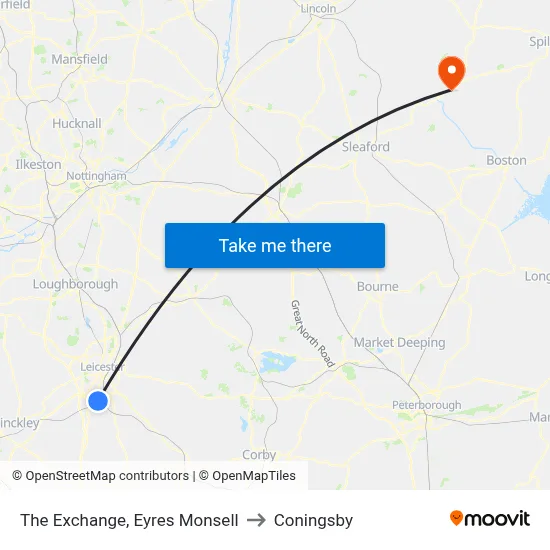 The Exchange, Eyres Monsell to Coningsby map