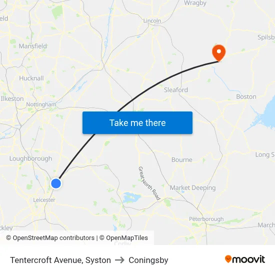 Tentercroft Avenue, Syston to Coningsby map