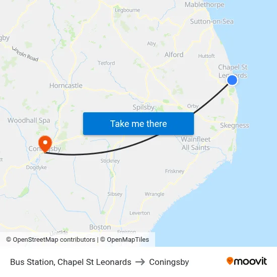 Bus Station, Chapel St Leonards to Coningsby map