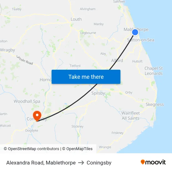 Alexandra Road, Mablethorpe to Coningsby map