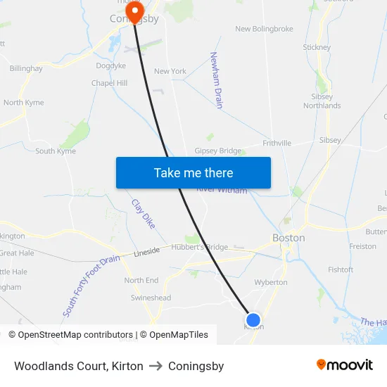 Woodlands Court, Kirton to Coningsby map