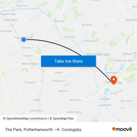 The Park, Potterhanworth to Coningsby map