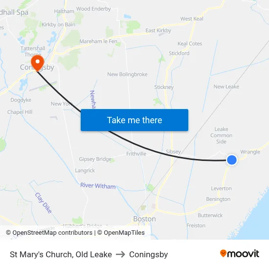 St Mary's Church, Old Leake to Coningsby map