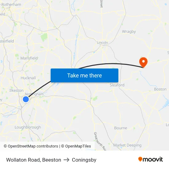 Wollaton Road, Beeston to Coningsby map