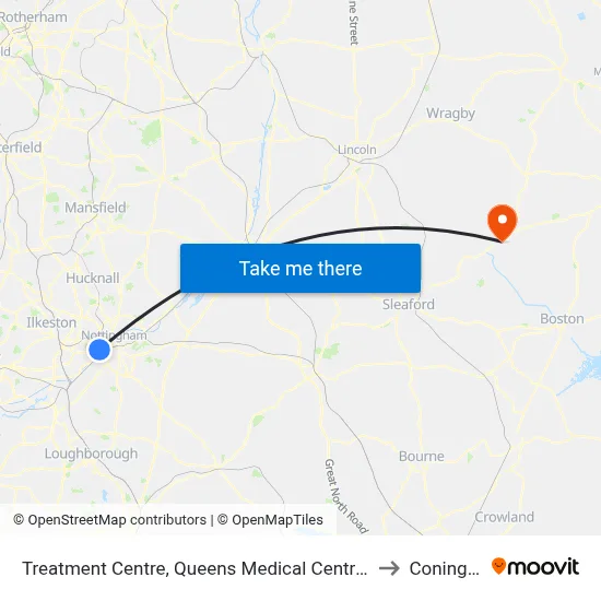 Treatment Centre, Queens Medical Centre (Qm20) to Coningsby map