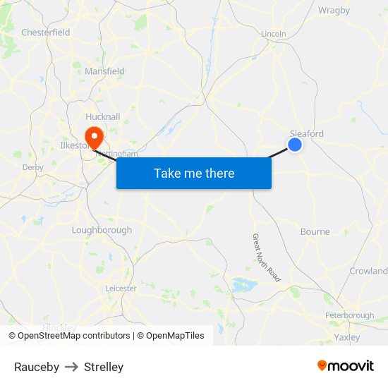 Rauceby to Strelley map