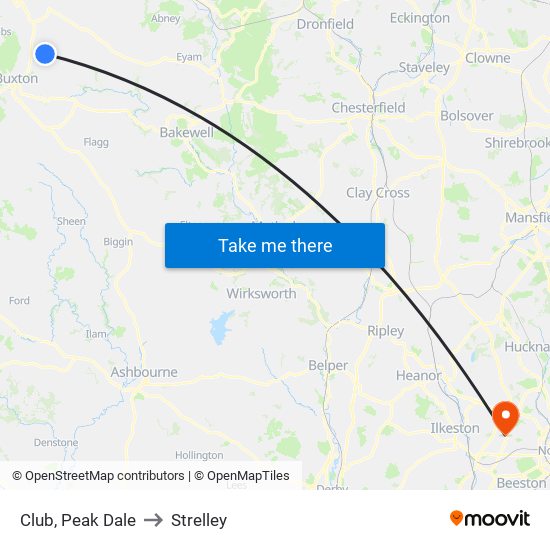 Club, Peak Dale to Strelley map