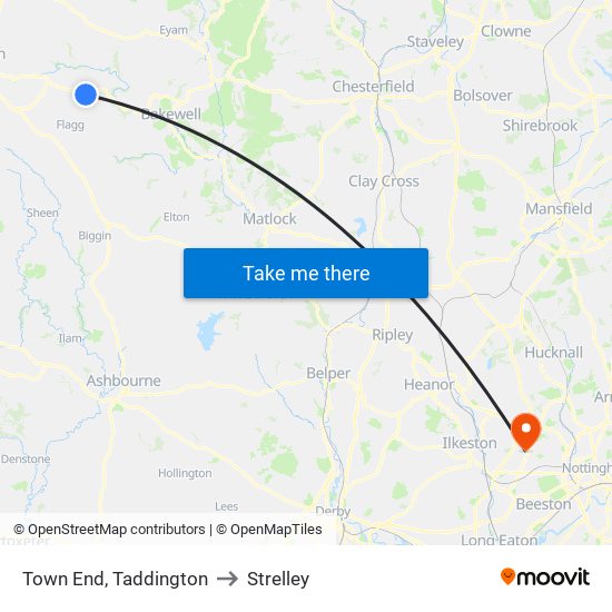 Town End, Taddington to Strelley map