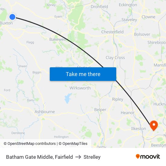 Batham Gate Middle, Fairfield to Strelley map