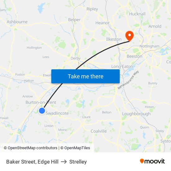 Baker Street, Edge Hill to Strelley map