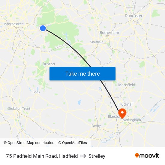 75 Padfield Main Road, Hadfield to Strelley map