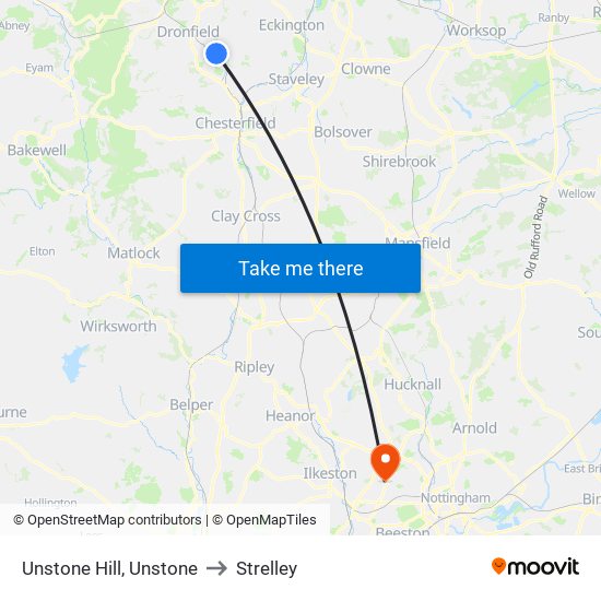 Unstone Hill, Unstone to Strelley map