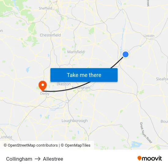 Collingham to Allestree map