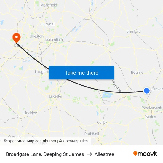 Broadgate Lane, Deeping St James to Allestree map