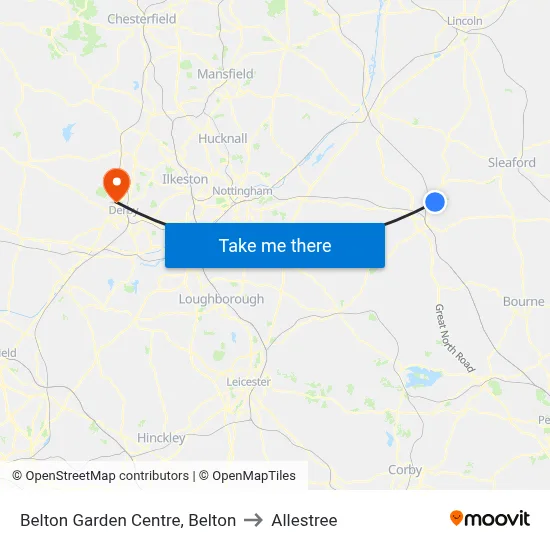 Belton Garden Centre, Belton to Allestree map