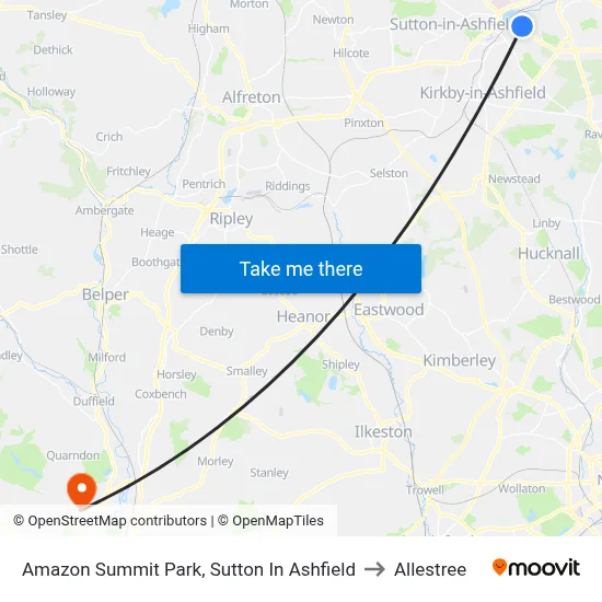 Amazon Summit Park, Sutton In Ashfield to Allestree map