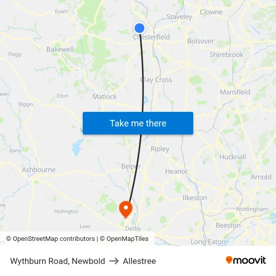 Wythburn Road, Newbold to Allestree map