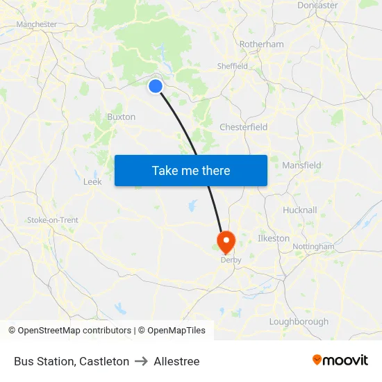 Bus Station, Castleton to Allestree map