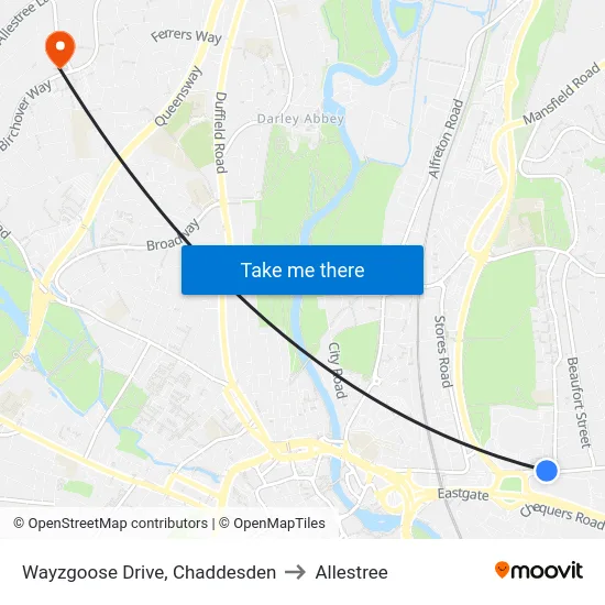 Wayzgoose Drive, Chaddesden to Allestree map