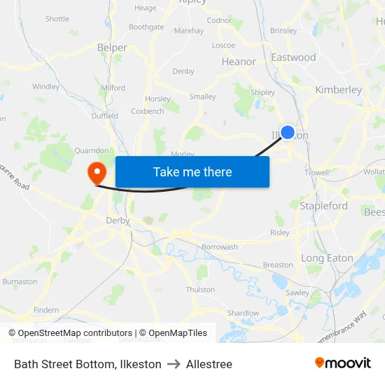 Bath Street Bottom, Ilkeston to Allestree map