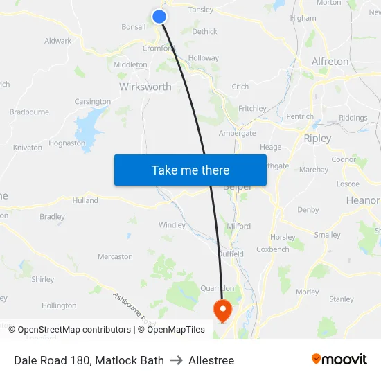 Dale Road 180, Matlock Bath to Allestree map