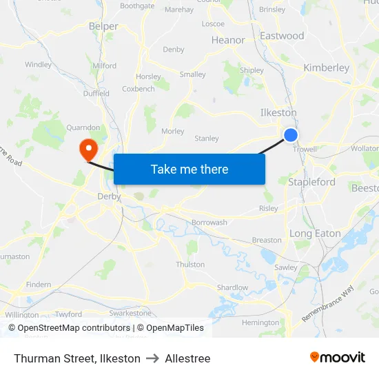 Thurman Street, Ilkeston to Allestree map