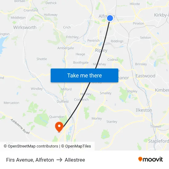 Firs Avenue, Alfreton to Allestree map