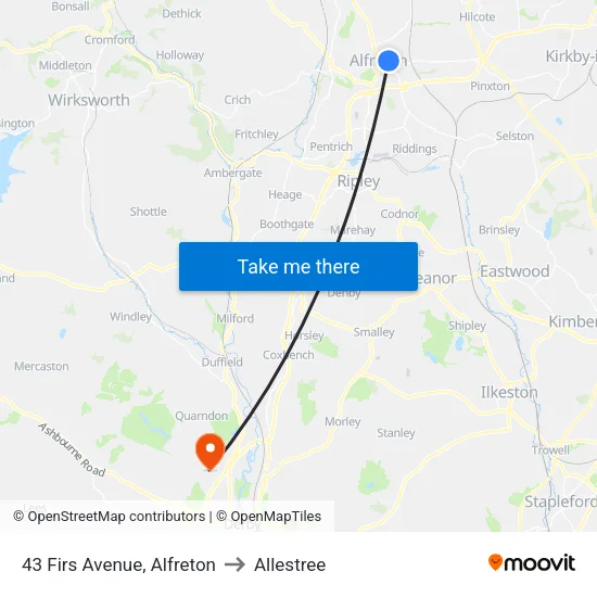 43 Firs Avenue, Alfreton to Allestree map