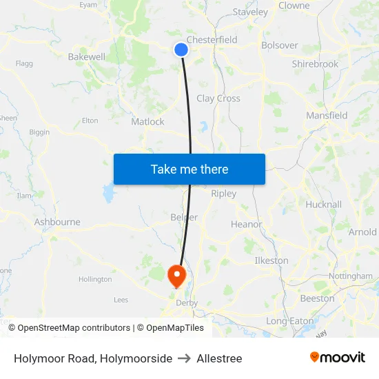 Holymoor Road, Holymoorside to Allestree map