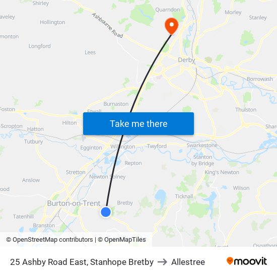 25 Ashby Road East, Stanhope Bretby to Allestree map
