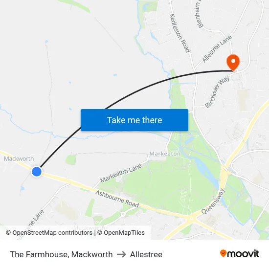 The Farmhouse, Mackworth to Allestree map