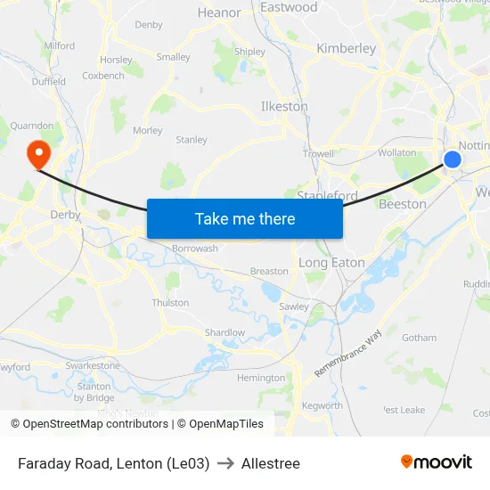 Faraday Road, Lenton (Le03) to Allestree map