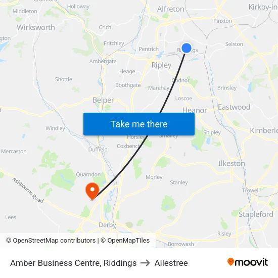Amber Business Centre, Riddings to Allestree map