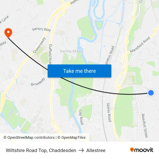 Wiltshire Road Top, Chaddesden to Allestree map