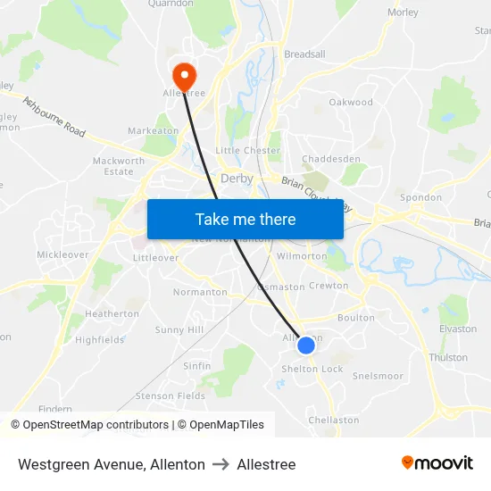 Westgreen Avenue, Allenton to Allestree map