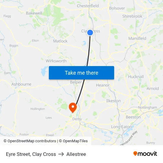 Eyre Street, Clay Cross to Allestree map