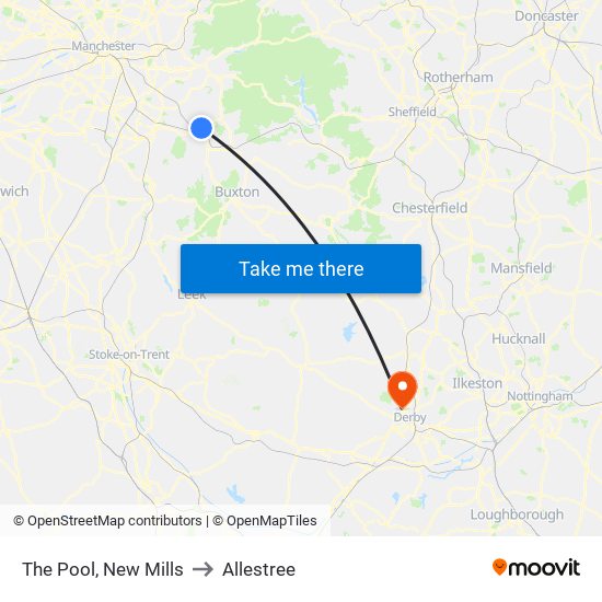 The Pool, New Mills to Allestree map