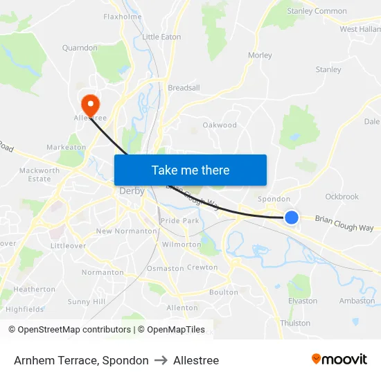 Arnhem Terrace, Spondon to Allestree map