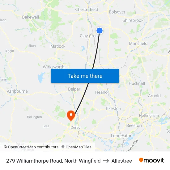 279 Williamthorpe Road, North Wingfield to Allestree map